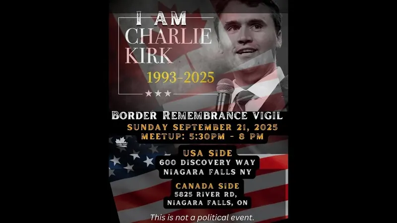 Thumbnail: Charlie Kirk Remembrance Vigil at the Niagara Falls Border
